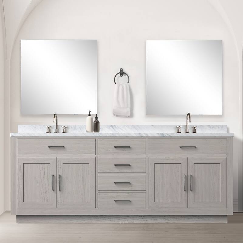Abbey Bath Vanity with Carrara Marble Top, Sink, Mirror and Faucet