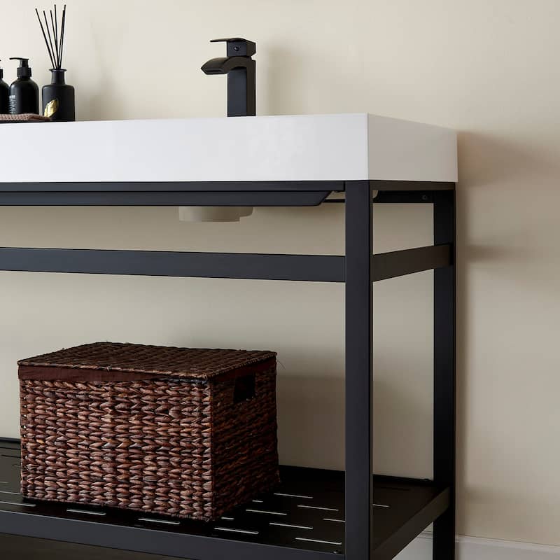 Ablitas 72" Double Vanity in Metal with Stone Sink Top