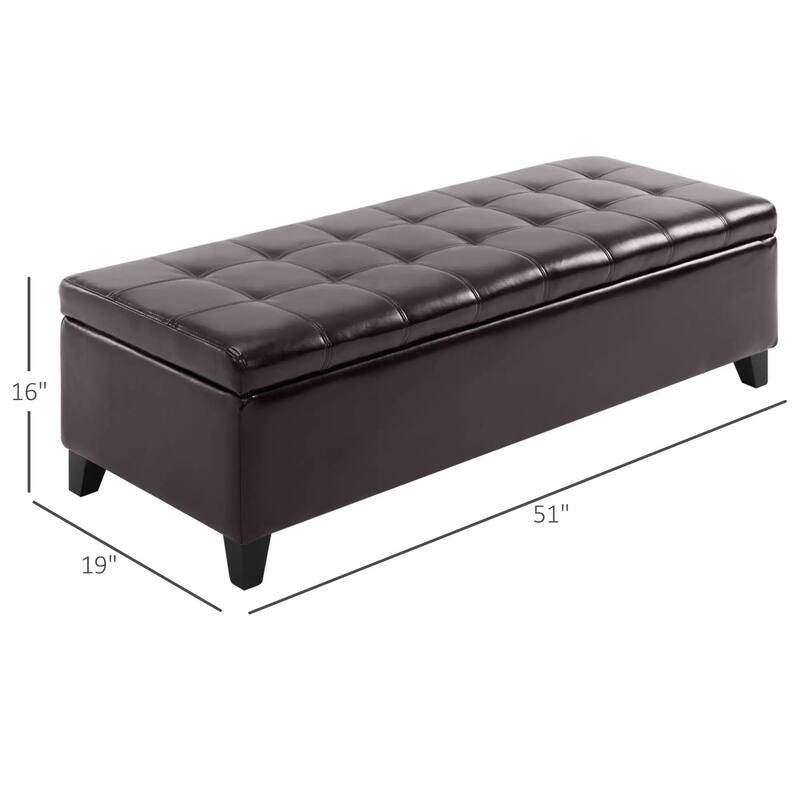51" Ottoman Storage Bench, Faux Leather Storage Chest with Lift Top