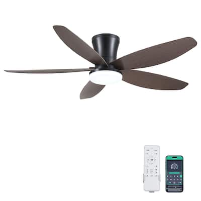 36"/42"/48" Low Profile Ceiling Fan with ABS Blades 3 Color LED Flush Mount for Bedroom Living Room APP and Remote Control