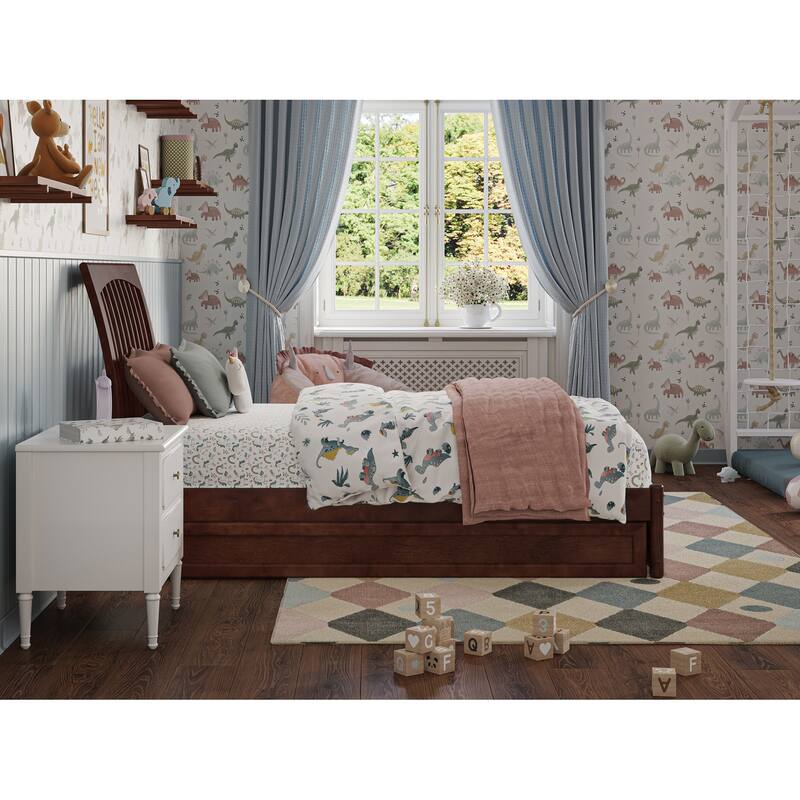Roslyn Platform Bed with Panel Footboard and Twin Trundle