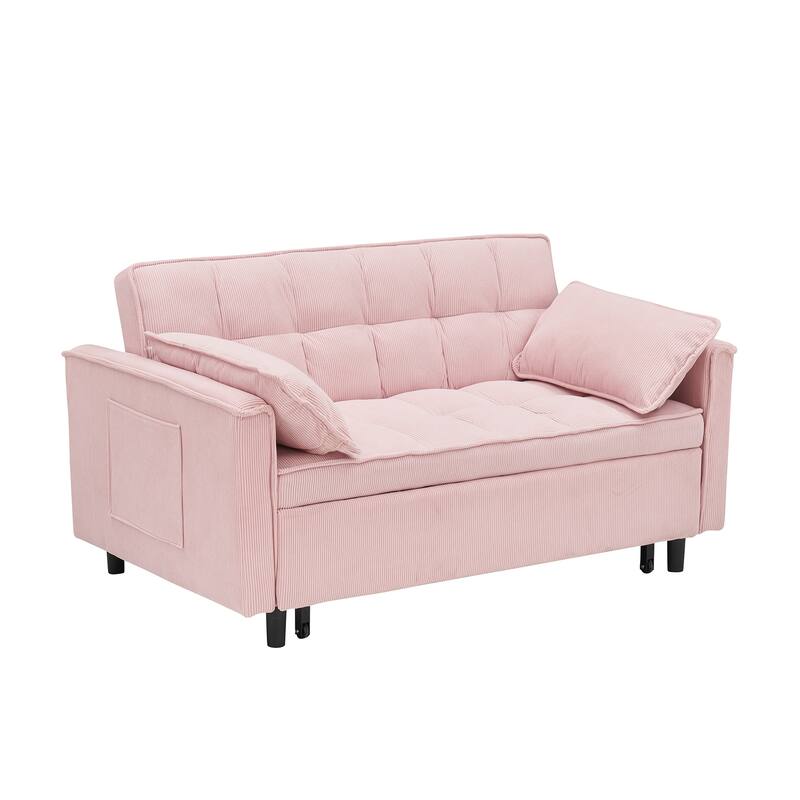 55" 3-in-1 Double Pull-Out Sofa Bed for Living Room