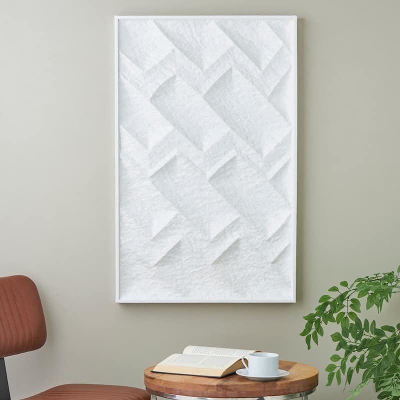 White Metal Dimensional Abstract or Geometric Wall Decor - White - Geometric