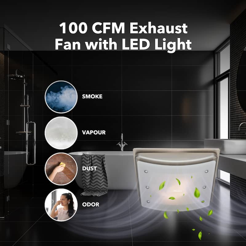 Hunter Ellipse 100 CFM Ceiling Exhaust Bath Fan with Light and Night Light