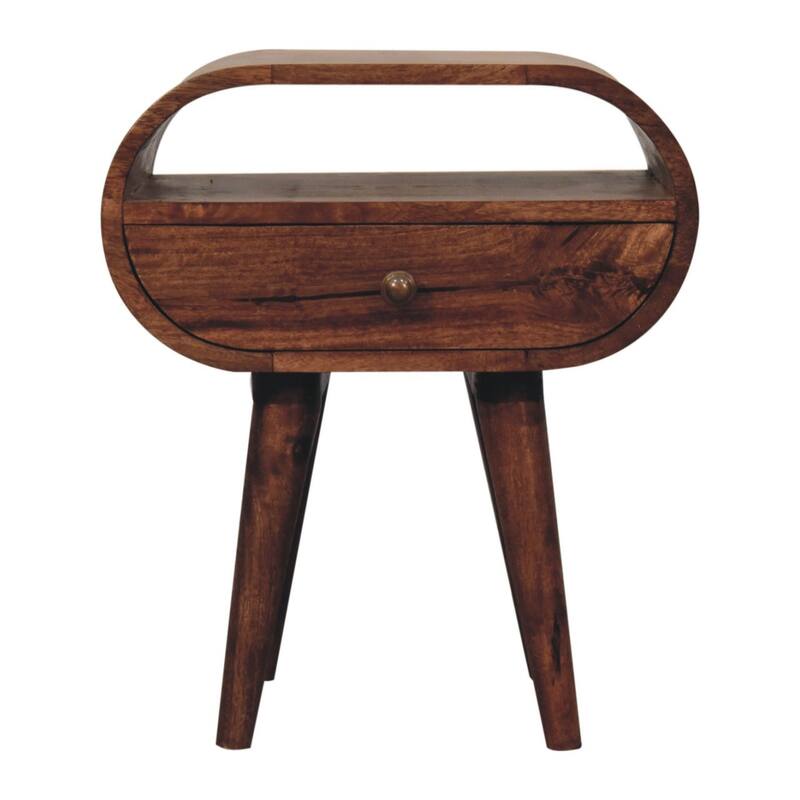 HomeRoots 21" Brown Solid Wood Oval One Drawer Nightstand