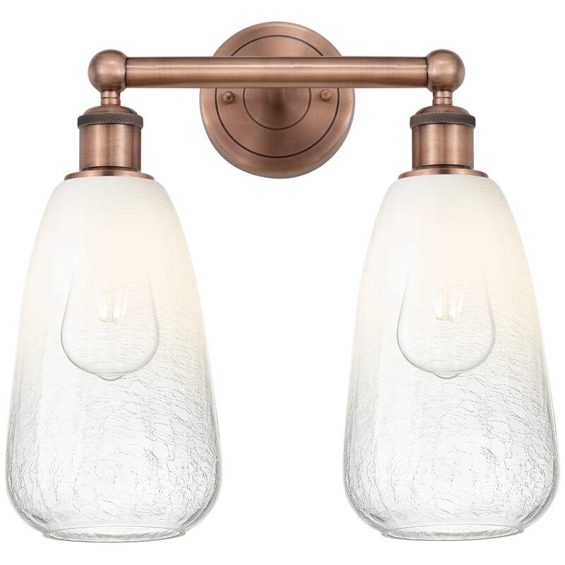 Innovations Lighting Endless Possibilities Edison - Brookhaven Almond - 2 Light 15" Bath Vanity Light - Antique Copper/Opal