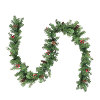 9' x 10" Noble Fir with Berries Artificial Christmas Garland - Unlit.