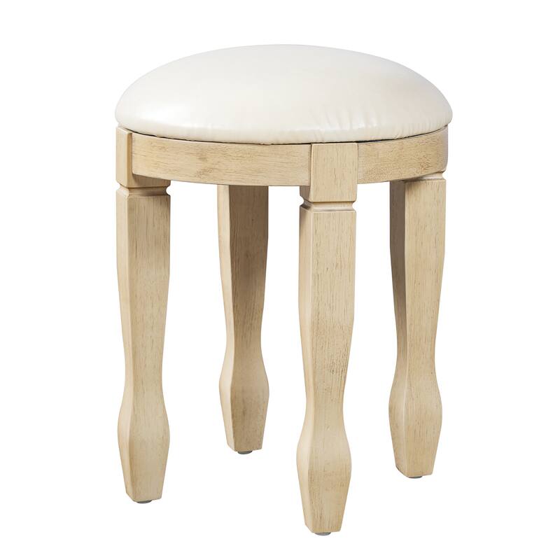 Roomfitters 46" Makeup Vanity with Mirror and Stool, French Country Dressing Table Desk with 5 Drawers, Brown+Antique White