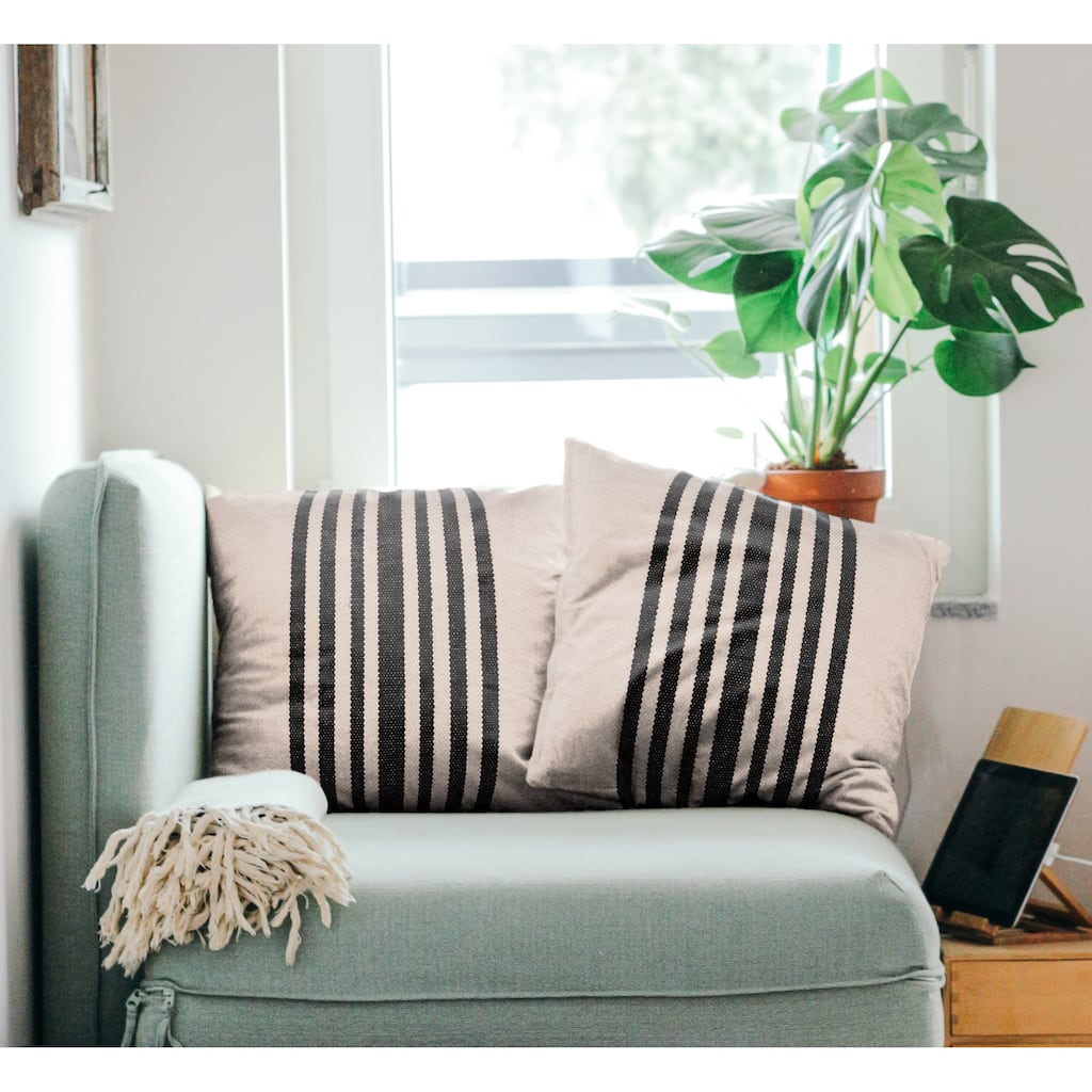 Ashmere Set of 2 Reversible Striped Cotton Throw Pillow Covers, 22" x 22", 2 PCS (Covers Only) by Sevita