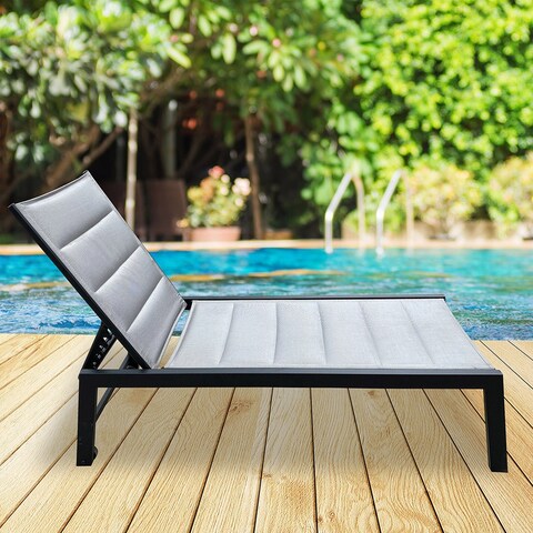 Outdoor Chaise Lounge Chair, Five-Position Adjustable Recliner