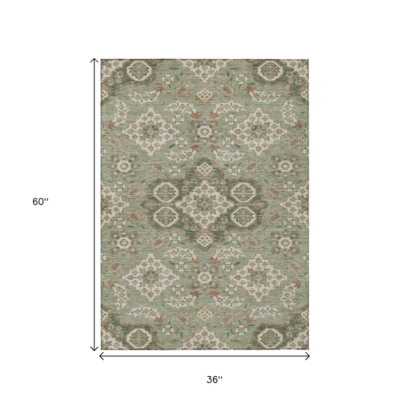HomeRoots Medallion Traditional Rectangle Outdoor Rug