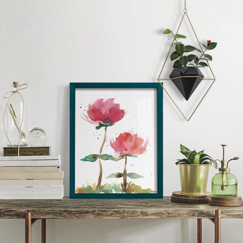 Pink Fleurs I -Framed Print w/glass-Cherry Red