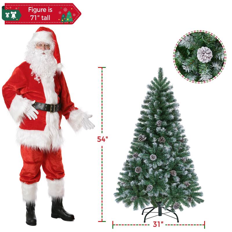 Yaheetech 4.5FT/6FT/7.5FT Pre-decorated Frosted Artificial Christmas Tree