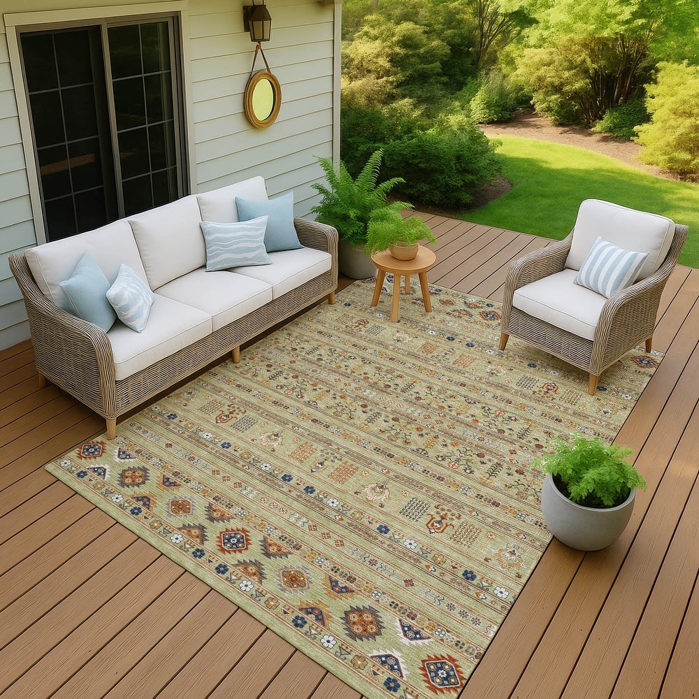Machine Washable Indoor/ Outdoor Boho Moroccan Chantille Rug