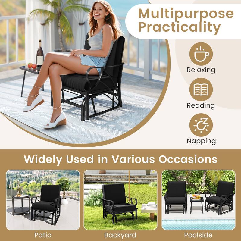 Gymax Patio Glider Chair Single Outdoor Rocking Chair w/ Seat & Back