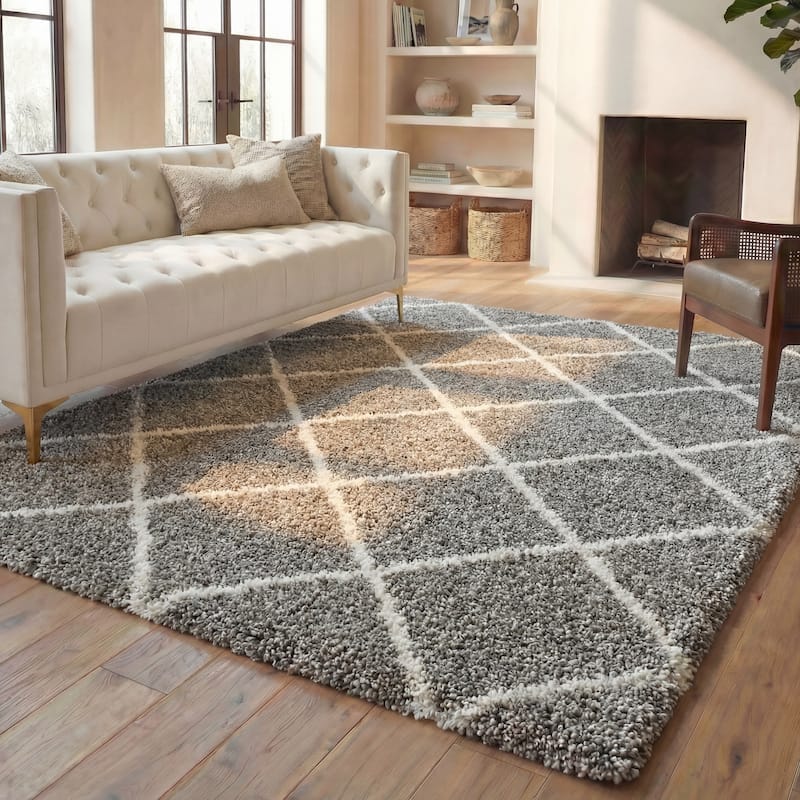 SAFAVIEH Hudson Shag Raili Diamond Trellis 2-inch Thick Rug