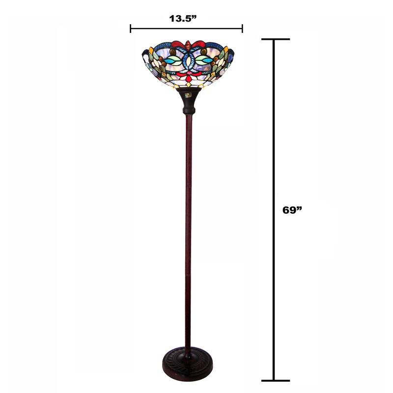 Gracewood Hollow Chopra Tiffany-style Antique Bronze Floor Lamp