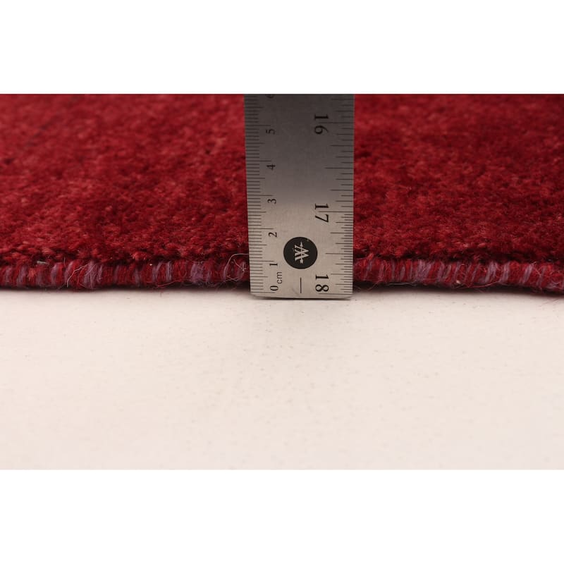 ECARPETGALLERY Hand-knotted Pak Finest Gabbeh Dark Red Wool Rug - 3'11 x 6'2
