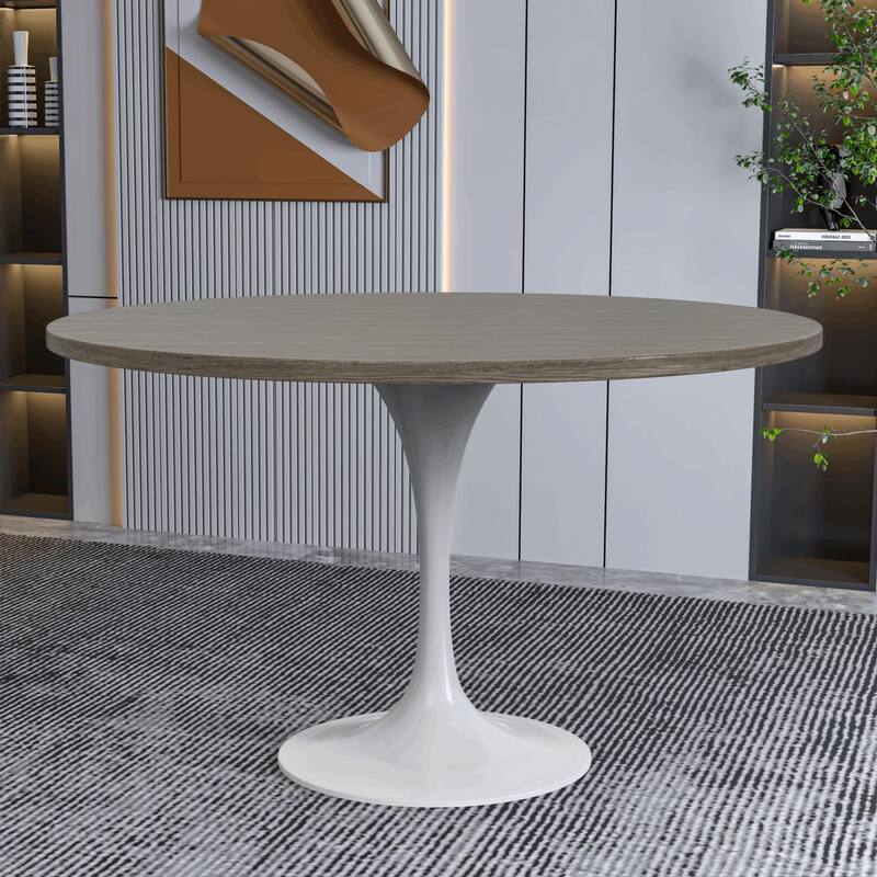 Verve 48" Round Dining Table with MDF Top and White Steel Base - 47.24