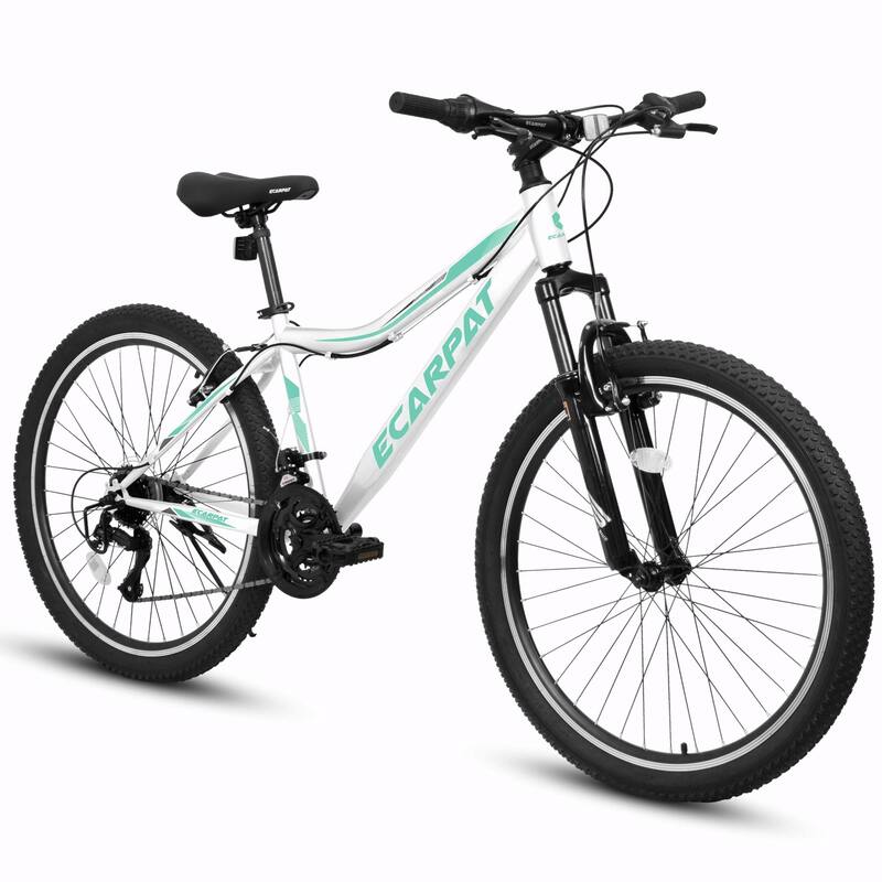 carpat 26-Inch Mountain Bike - 21-Speed V-Brake, Front Suspension, Carbon Steel Frame - White