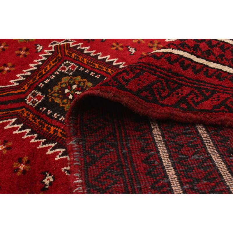 Hand-knotted Authentic Turkish Red Wool Rug - 3'11" x 7'1"/3'11 x 7'1