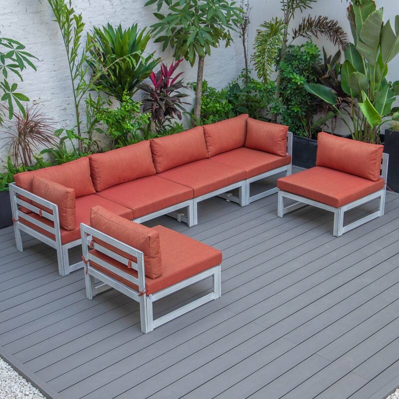 Chelsea 6-Piece Modern Aluminum Outdoor Sectional Set - Rust-Proof & UV Resistant Modular Patio Sofa with All-Weather Cushions