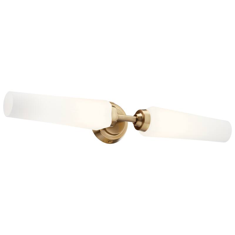 Kichler Lighting Truby 25.75 in. 2-Light Champagne Bronze Vanity Light with Satin Etched Cased Opal Glass