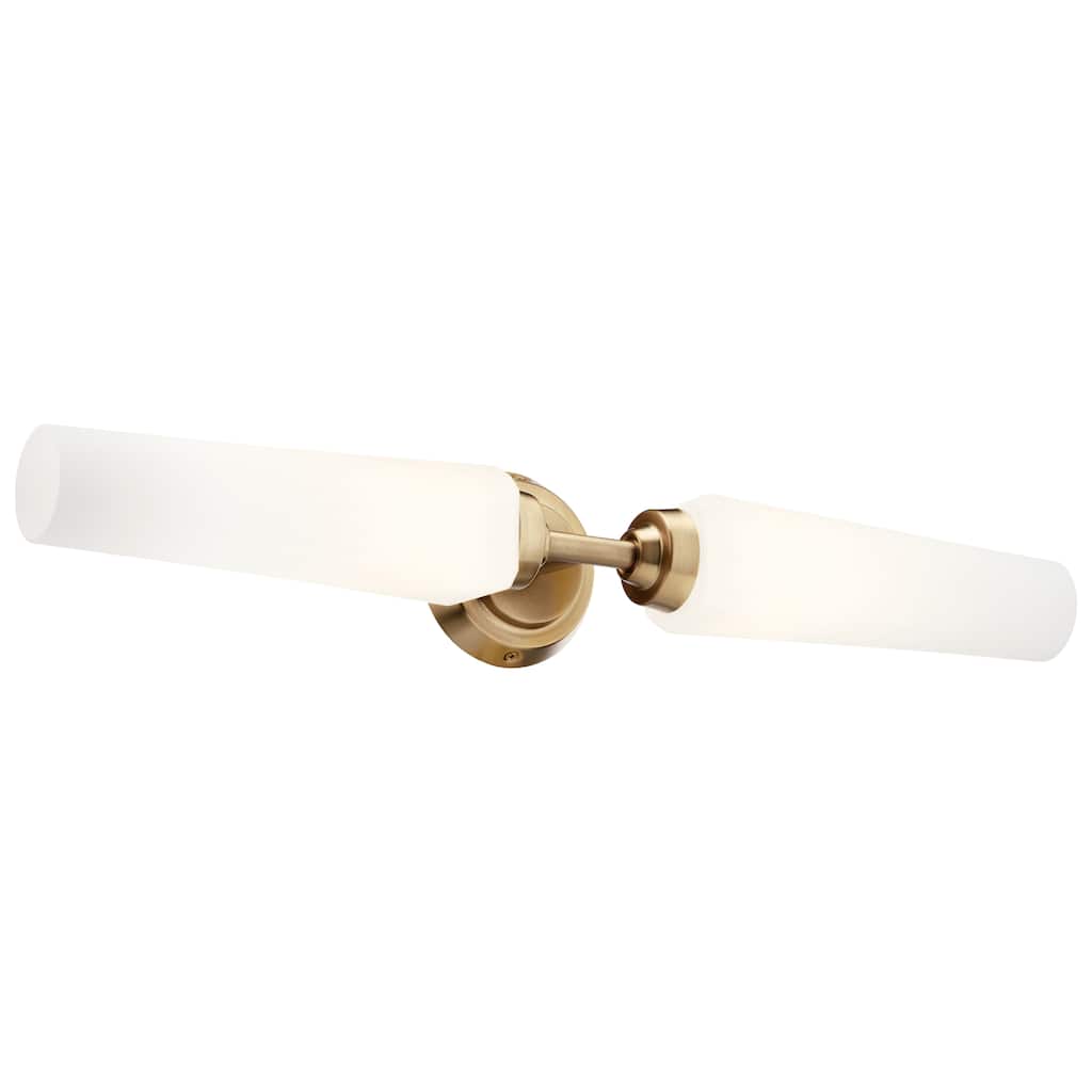 Kichler Lighting Truby 25.75 in. 2-Light Champagne Bronze Vanity Light with Satin Etched Cased Opal Glass