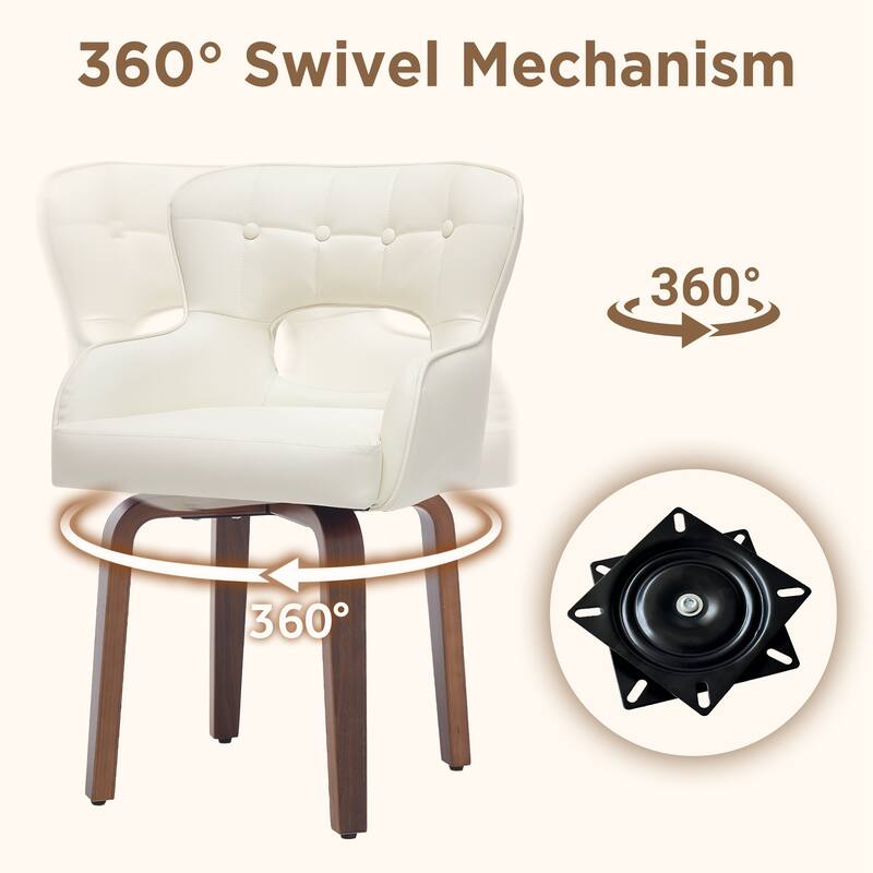 Bentwood Swivel Dining Chairs Set of 2/4/6, Faux Leather Upholstered Chairs Kitchen Chairs