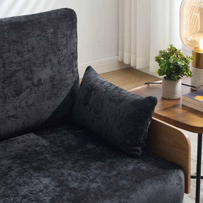 3-in-1 Convertible Chenille Sleeper Sofa, Foldable Sofa Bed with Three Pillows