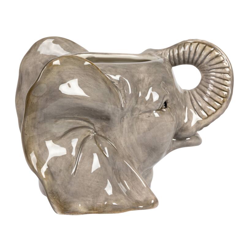 Ceramic Elephant Head Planter - 6.6"L x 6.6"W x 4.8"H