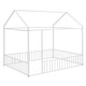 preview thumbnail 2 of 22, Metal Full Size Floor Bed with Fence and Semi-enclosed House Roof