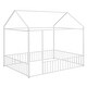 preview thumbnail 4 of 6, White Full Size Metal House Bed Frame with Fence and Roof for Kids and Teens