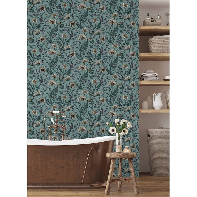 Spring Meadow Blue Peel and Stick Wallpaper