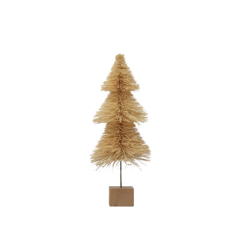 Sisal Bottle Brush Tree with Wood Base - Cream