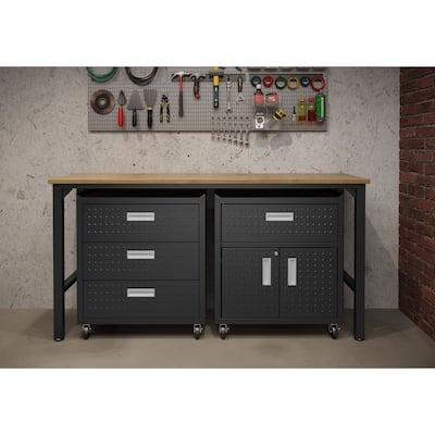 3-Piece Fortress Mobile Space-Saving Garage Cabinet and Worktable 5.0
