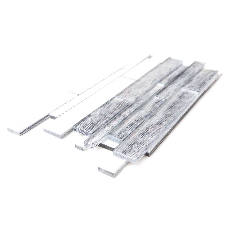 The Tile Life Woodland 1x3 Silver Glass Backsplash Wall Tile
