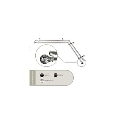 Corner Window Curtain Rod Double - 66-120" Adjustable Rustic Rod Satin Nickel Finish - M