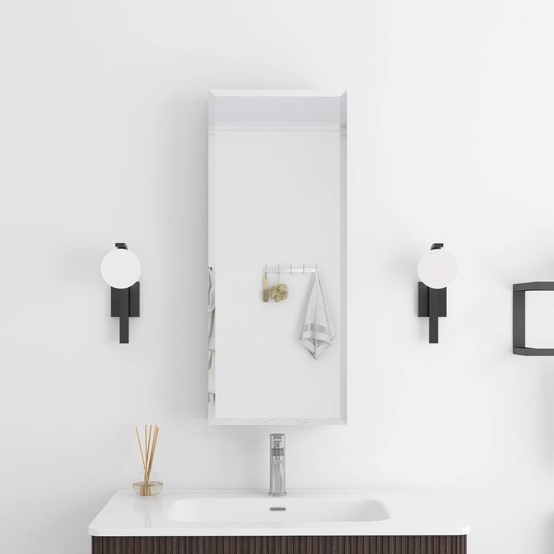 Rectangular Aluminum Medicine Cabinet with Mirror - 15" x 36" - Silver