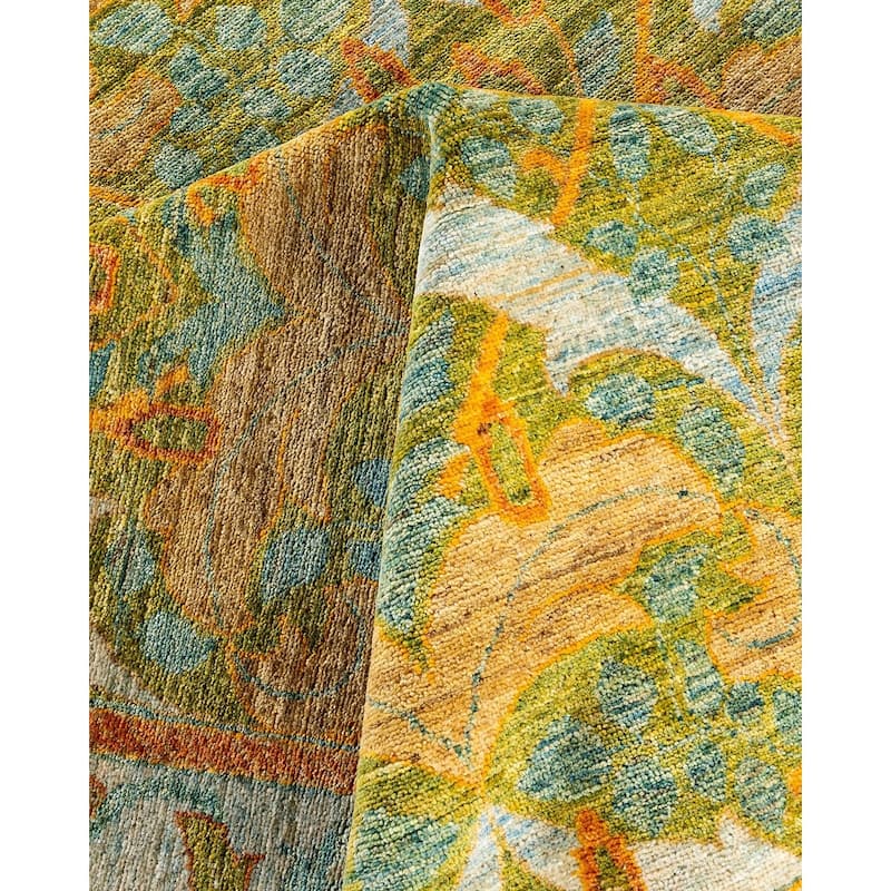 Overdyed, One-of-a-Kind Hand-Knotted Area Rug - Green - 8' 10" x 12' 3"