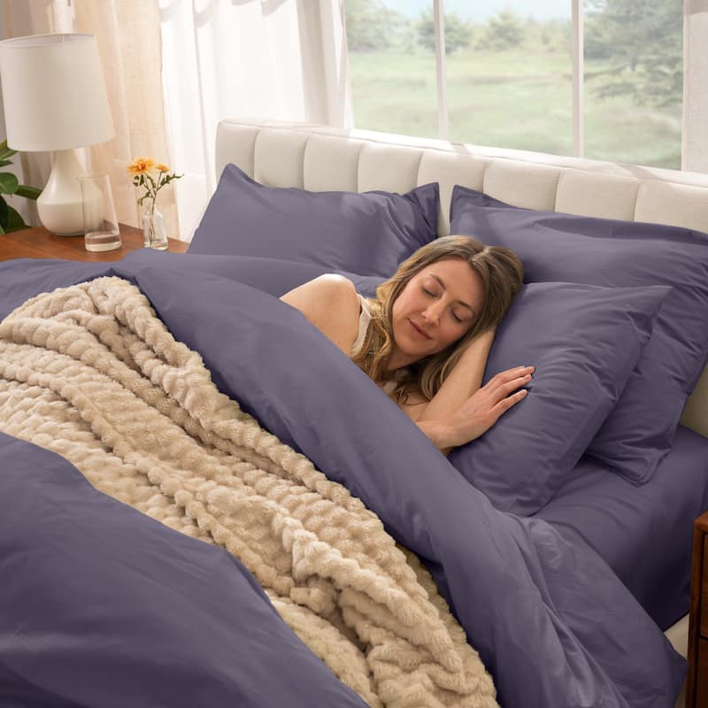 Bare Home Organic Cotton Percale Duvet Cover Set