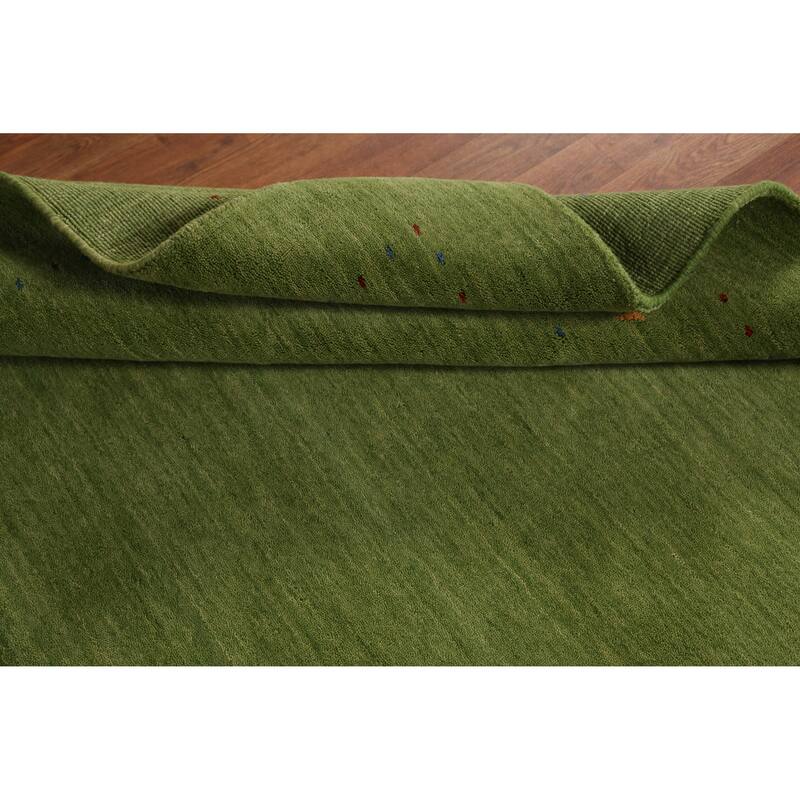 Hand Knotted Oriental 100% Wool Carpet Tribal Animal Pictorial Green Gabbeh Area Rug - 7' 6'' X 5' 2''