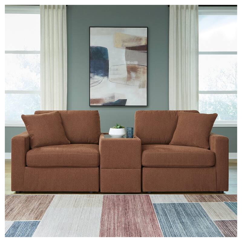 Signature Design by Ashley Modmax 3-Piece Sectional with Storage Console - 93" W x 37" D x 36" H - Orange