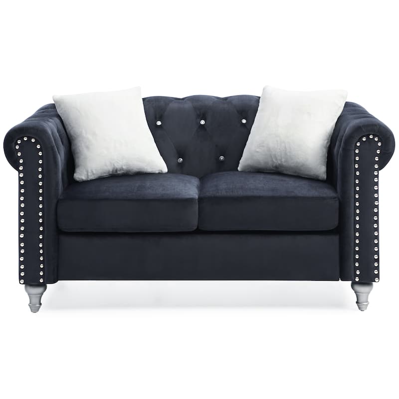 Raisa Microsuede Velvet Tufted Loveseat
