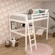 preview thumbnail 1 of 12, High Loft Bed with Desk and Storage, Solid Wood Frame White
