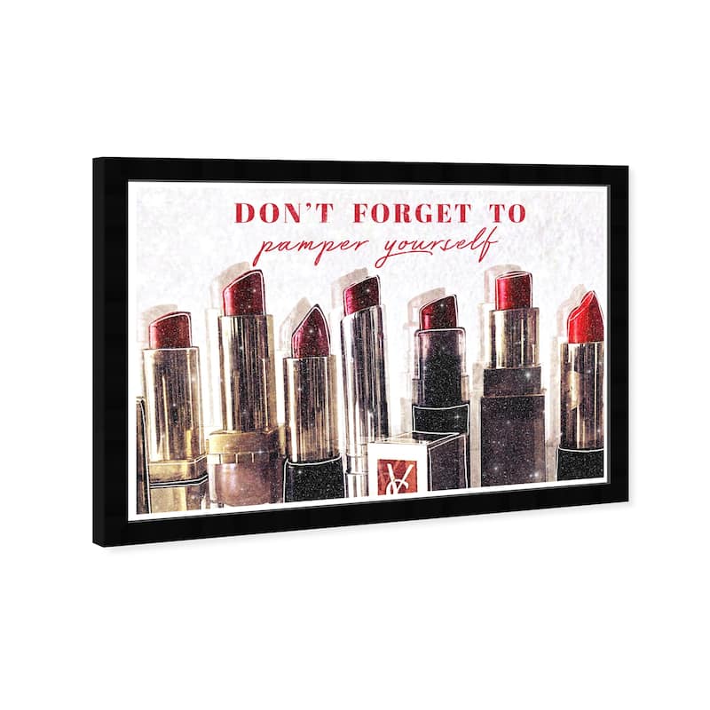 Wynwood Studio Prints Fashion and Glam Pamper Yourself Makeup Red and Glam Wall Art Canvas Print