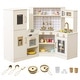 preview thumbnail 1 of 8, Gymax Pretend Play Corner Kitchen Set w/Ice Dispenser Stoves Oven Off-White