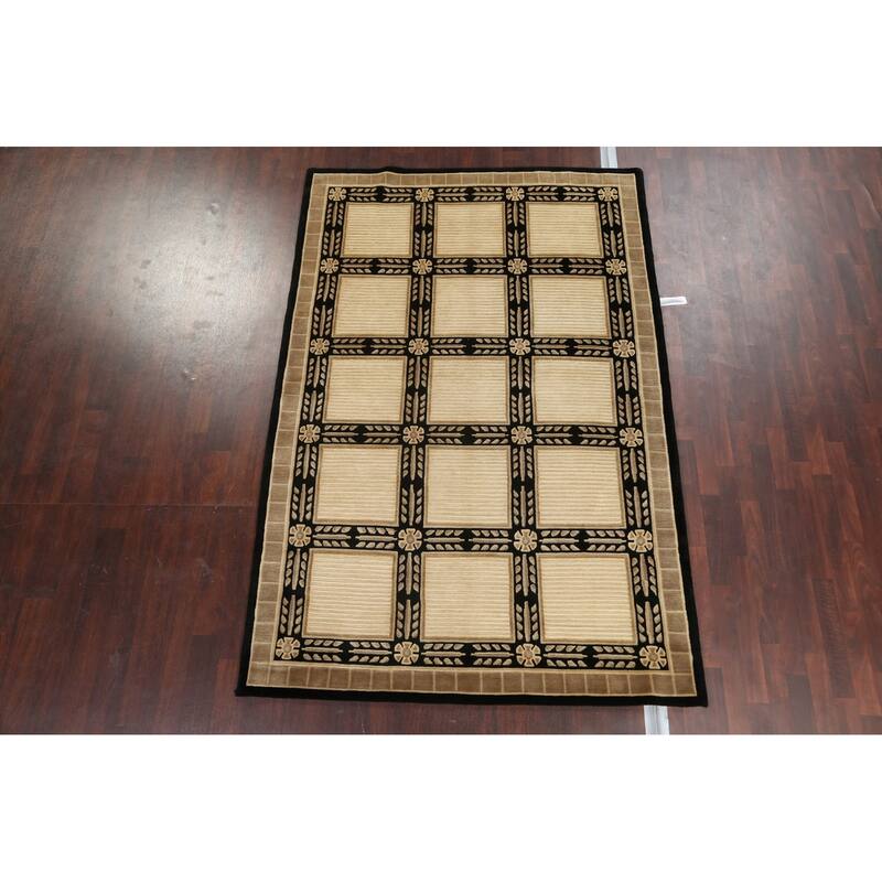 Geometric Nepalese Vegetable Dye Oriental Wool Area Rug Hand-knotted - 6'2" x 9'3"