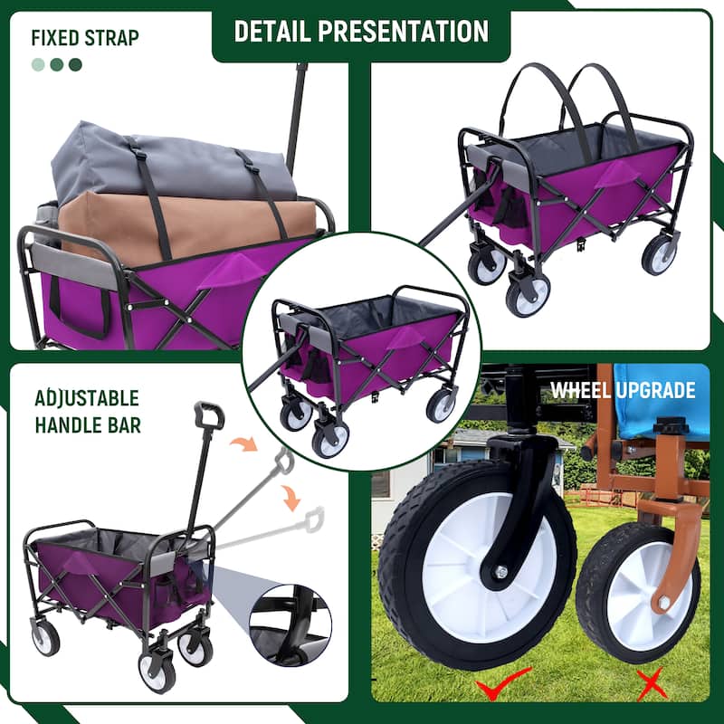 Minimeetall Strap, Collapsible Foldable Wagon Cart with strapping system Beach Wagon, Utility Cart, Utility Wagon Grocery Cart