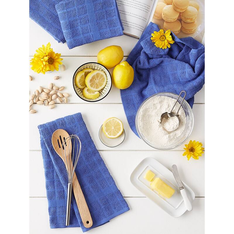 DII Solid Honey Gold Windowpane Terry Dishtowel 4 Piece